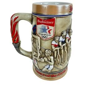 Vintage Budweiser 1984 Los Angeles Olympic Games Collectible Handled Beer Stein